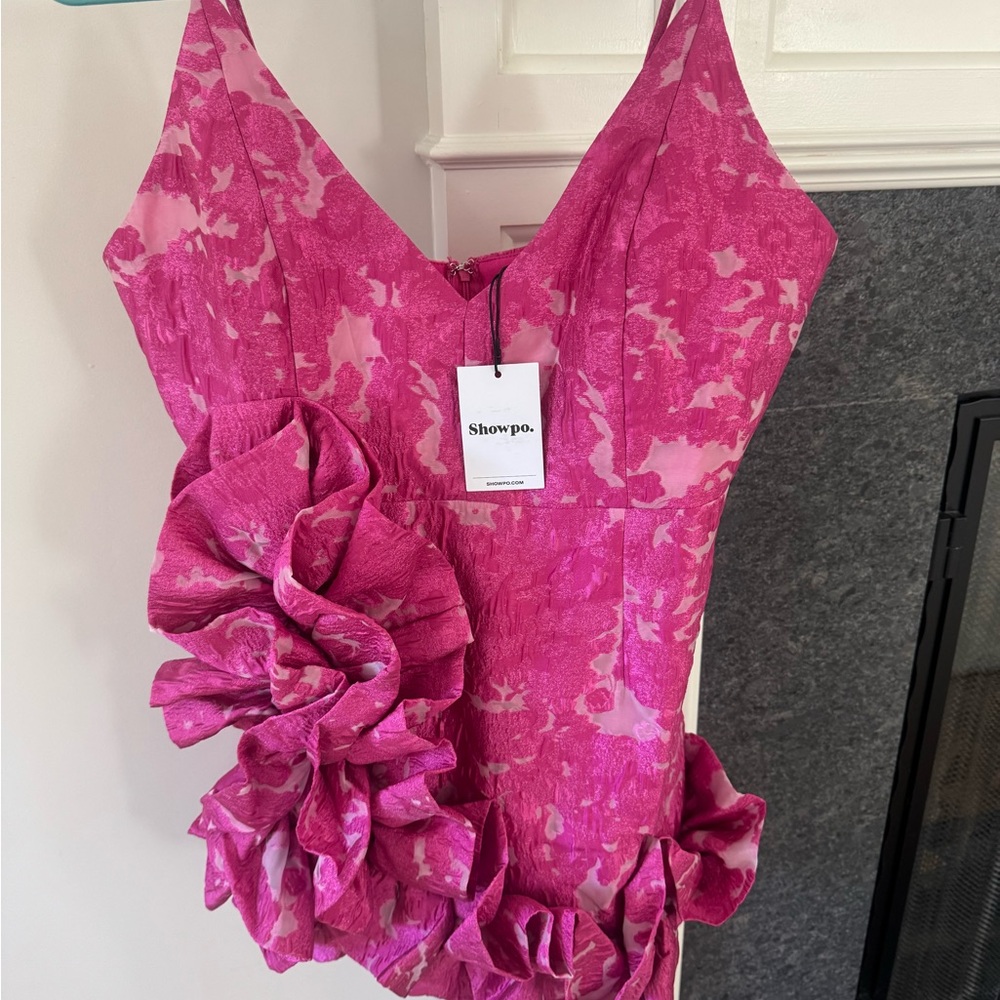 Showpo Fuchsia Floral Dress HOCO dress
